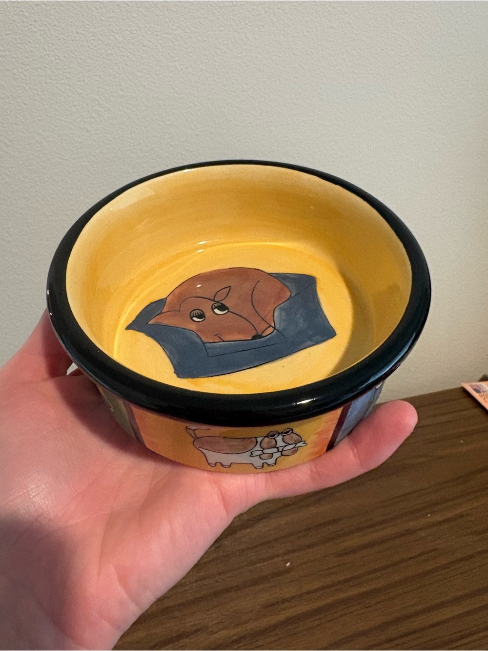 “My Favorite Things” Ursula Dodge Design Signature Stoneware Dog Dish Bowl